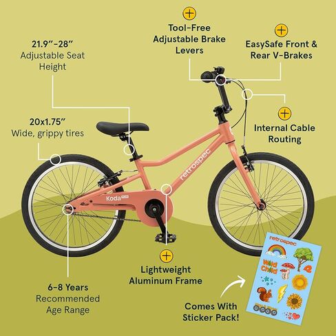 Retrospec Koda Plus Kids Bike for Boys & Girls Ages 6-8 Years - 20" Children's Bicycle, Adjustable Seat & Handlebars in Saudi Arabia