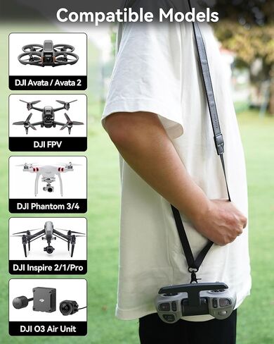 حزام رقبة قابل للتعديل لسلسلة DJI Avata 2/Avata/FPV/Phantom 3/4/Inspire، وحدة الهواء O3 ووحدة التحكم عن بعد FPV 3/2، RadioMaster TX12/Jumper T18 - حبل من جلد البولي يوريثان مع خطافات معدنية (50-63 بوصة) in Kuwait