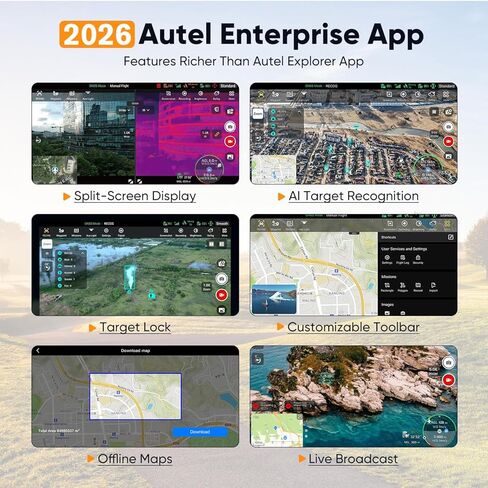 Autel Robotics EVO Lite 6K Enterprise، 1 بوصة CMOS 6K C-amera، فتحة F2.8 ~ F11، تكبير رقمي 16x، التعرف على الهدف 2026 AI، 866 جرام، 40 دقيقة، استشعار العوائق، ناقل حركة 12 كيلومتر in Saudi Arabia