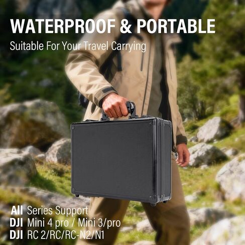 حافظة لجهاز DJI Mini 4 Pro/Mini 3/Pro وRC2/RC/RC-N2/N1 وأجهزة التحكم - مقاومة للصدمات، تخزين 6 بطاريات، مجموعة Fly More، صغيرة الحجم للسفر والتنقل، مقاومة للماء 【الجراب فقط】 in Kuwait