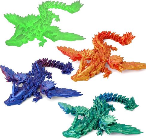 Dragon المطبوع ثلاثي الأبعاد مع أجنحة Flying Dragon 4pcs ، و 9 بوصات مفصلية مجنحة مجنحة للهدية المطبوعة ثلاثية الأبعاد ، ديكور الحيوانات الأليفة المكتبية ، مجموعة ألعاب تململ in Kuwait