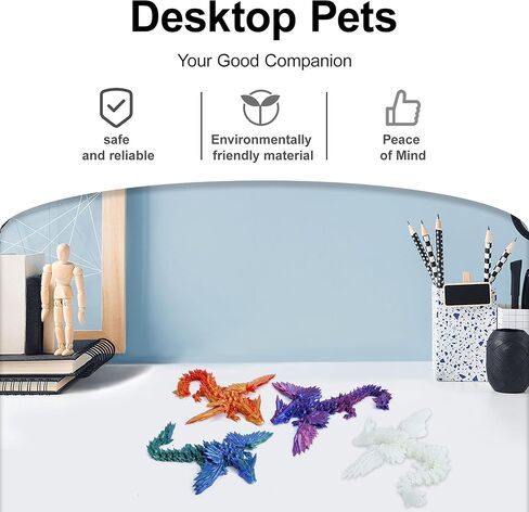 Dragon المطبوع ثلاثي الأبعاد مع أجنحة Flying Dragon 4pcs ، و 9 بوصات مفصلية مجنحة مجنحة للهدية المطبوعة ثلاثية الأبعاد ، ديكور الحيوانات الأليفة المكتبية ، مجموعة ألعاب تململ in Kuwait