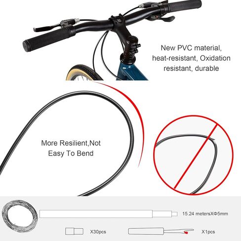 Brake Cable Housing, 5mm x 50ft Bicycle/Bike Lined Brake Cable Housing,Bicycle Brake Cable Housing,Bicycle Brake Cable Gear Wires Bikes Replacement Accessory for Mountain MTB or Road Bike, Black in Kuwait