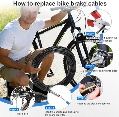 Brake Cable Housing, 5mm x 50ft Bicycle/Bike Lined Brake Cable Housing,Bicycle Brake Cable Housing,Bicycle Brake Cable Gear Wires Bikes Replacement Accessory for Mountain MTB or Road Bike, Black in Kuwait