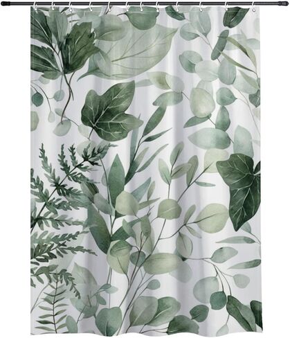 ستارة حمام بنمط أوراق السرخس مع خطافات، ستارة دش صيفية مقاومة للماء بوهو، ستائر كوتاجكور من القماش قابلة للغسل لديكور حوض الاستحمام RV وإكسسواراتها 68 × 72 بوصة in Kuwait