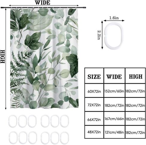 ستارة حمام بنمط أوراق السرخس مع خطافات، ستارة دش صيفية مقاومة للماء بوهو، ستائر كوتاجكور من القماش قابلة للغسل لديكور حوض الاستحمام RV وإكسسواراتها 68 × 72 بوصة in Kuwait