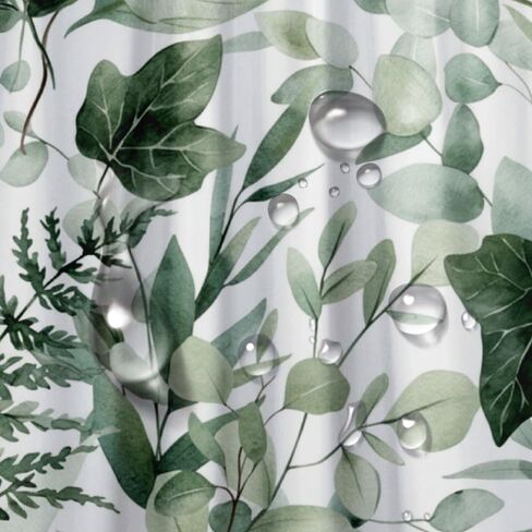 ستارة حمام بنمط أوراق السرخس مع خطافات، ستارة دش صيفية مقاومة للماء بوهو، ستائر كوتاجكور من القماش قابلة للغسل لديكور حوض الاستحمام RV وإكسسواراتها 68 × 72 بوصة in Kuwait