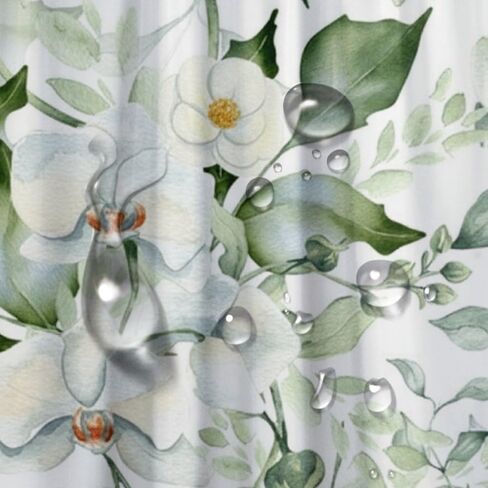 الأوركيد كاميليا عزر دش كشك الستار مع السنانير، الصيف ستارة دش الحد الأدنى للماء، قابل للغسل النسيج عطلة ستائر أنيقة للحمام لعطلة الديكور 72 × 72 في in Kuwait