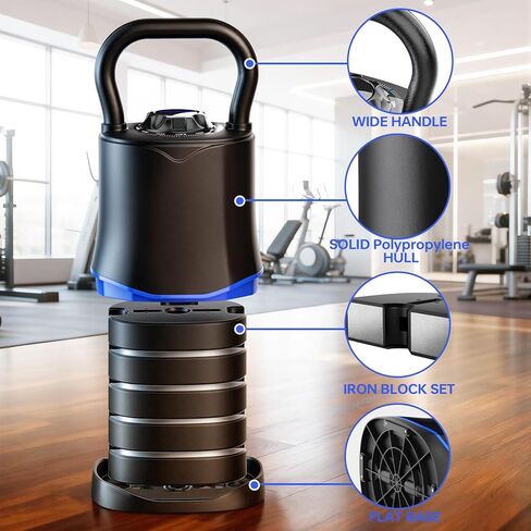 Adjustable Kettlebell，6-in-1 Quick Change Adjustable Kettlebell Set (6.5-40 LBS) for Home Gym - Space-Saving Design with Scratch-Resistant Rubber Base to Protect Floors, Two-Way Rotating Handle for Full Body Workouts in Kuwait