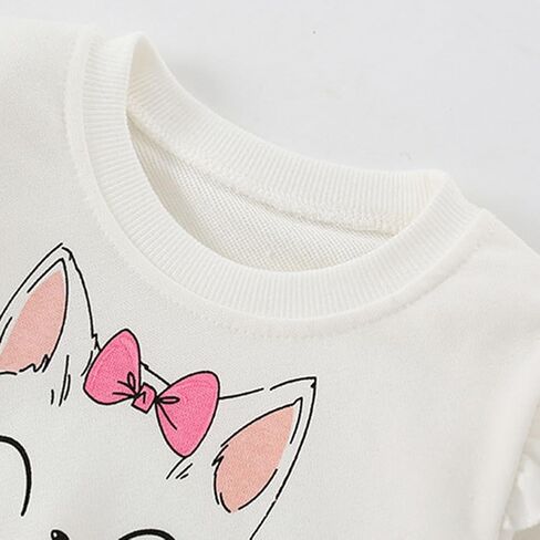 Girls Sweatshirts Long Sleeve Tops Kids Pullover Cute Kitten Print Shirt 3-8T in Saudi Arabia