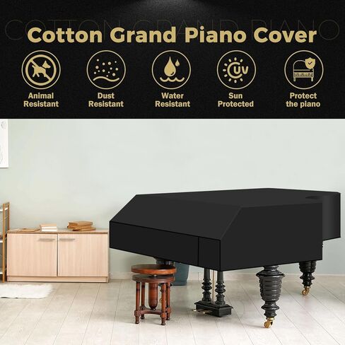 غطاء بيانو صغير للأطفال - طبقة خارجية من أكسفورد 600D مع بطانة من الصوف الفخم، مقاوم للماء للخدش لتغطية البيانو الكبير (S - 62.99 بوصة/160 سم) in Kuwait