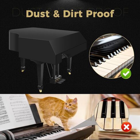غطاء بيانو صغير للأطفال - طبقة خارجية من أكسفورد 600D مع بطانة من الصوف الفخم، مقاوم للماء للخدش لتغطية البيانو الكبير (S - 62.99 بوصة/160 سم) in Kuwait