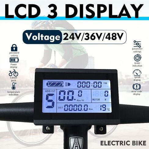Ebike LCD عرض متر Pedelec KT-LCD3 36V 48V 72V دراجة كهربائية طقم تحويل ذكي عرض عداد السرعة مع المكونات للماء لوحدة تحكم KT in Kuwait