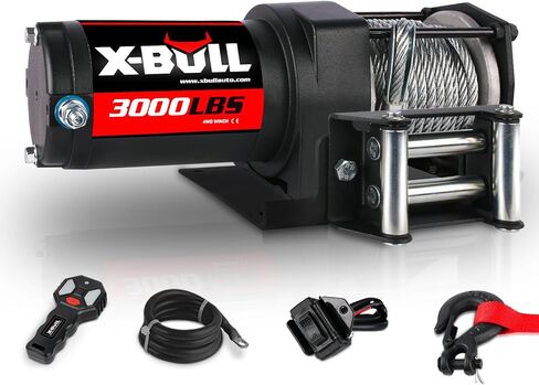 X-BULL 12V 3000LBS Steel Wire Electric Winch for Towing ATV/UTV Off Road with Mounting Bracket Wireless Remote in Kuwait