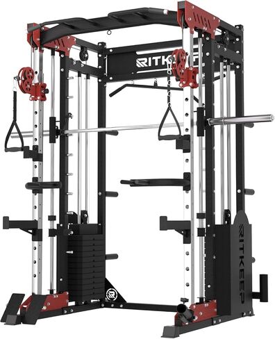 تشمل Ritkeep Pmax 5600 Pro Smith Machine ، معدات الصالة الرياضية المنزلية الكل في واحد بسعة 2200 رطل ، صف T-Bar ، مقبض واحد ، ومزيد in Kuwait