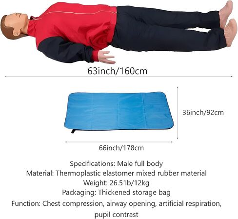Cardiopulmonary Resuscitation Simulator First Aid Training Model 5.4ft Adult Full Body CPR Training Manikin for Patient Education and Teaching in Saudi Arabia