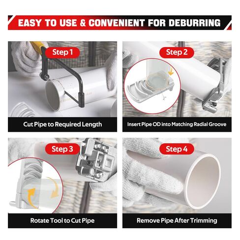 BARTOO Deburring Tool for Plastic Pipe, Professional PVC Pipe Reamer Deburrs for Six Pipe Sizes, 1-1/4 to 4-Inch, PVC Chamfer Tool for Sharp Blade in Saudi Arabia