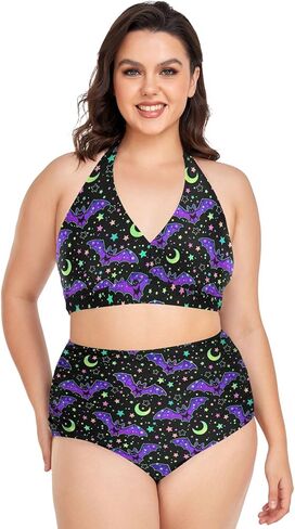 MNSRUU Plus Size Women's Bikini Sets Skull and Flower Bikini Sets for Women High Waisted Sexy Bikini Swimsuits in Kuwait