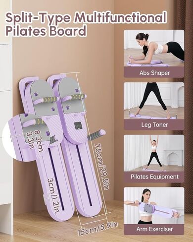 PRO PILATES Board & Reformer Machine - صالة الألعاب الرياضية متعددة الوظائف مع منصات الكوع المريح ، بار وتوقيت اليوغا ، 300 رطل المعدات بيلاتس تجريب (أرجوانية) in Kuwait