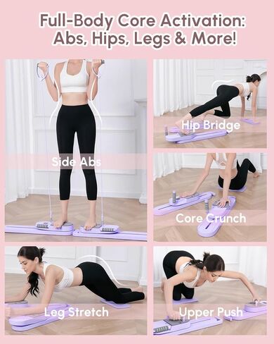 PRO PILATES Board & Reformer Machine - صالة الألعاب الرياضية متعددة الوظائف مع منصات الكوع المريح ، بار وتوقيت اليوغا ، 300 رطل المعدات بيلاتس تجريب (أرجوانية) in Kuwait