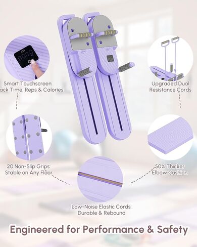 PRO PILATES Board & Reformer Machine - صالة الألعاب الرياضية متعددة الوظائف مع منصات الكوع المريح ، بار وتوقيت اليوغا ، 300 رطل المعدات بيلاتس تجريب (أرجوانية) in Kuwait