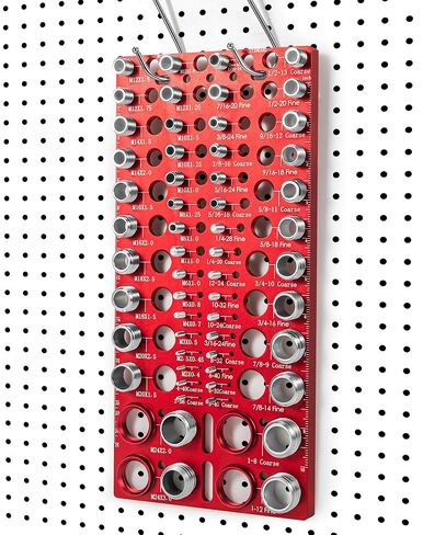 مدقق 56 خيط، VEXTHYX 30 قياسي و26 مقياس صامولة ومسمار متري، SAE ومكتشف حجم المسمار المتري لقياس مقياس المسمار، أداة تحديد خيط المسمار القابلة للتركيب على الحائط مع مسطرة بوصة وسم in Kuwait