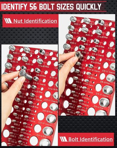 مدقق 56 خيط، VEXTHYX 30 قياسي و26 مقياس صامولة ومسمار متري، SAE ومكتشف حجم المسمار المتري لقياس مقياس المسمار، أداة تحديد خيط المسمار القابلة للتركيب على الحائط مع مسطرة بوصة وسم in Kuwait