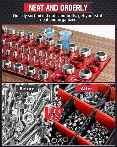 مدقق 56 خيط، VEXTHYX 30 قياسي و26 مقياس صامولة ومسمار متري، SAE ومكتشف حجم المسمار المتري لقياس مقياس المسمار، أداة تحديد خيط المسمار القابلة للتركيب على الحائط مع مسطرة بوصة وسم in Kuwait