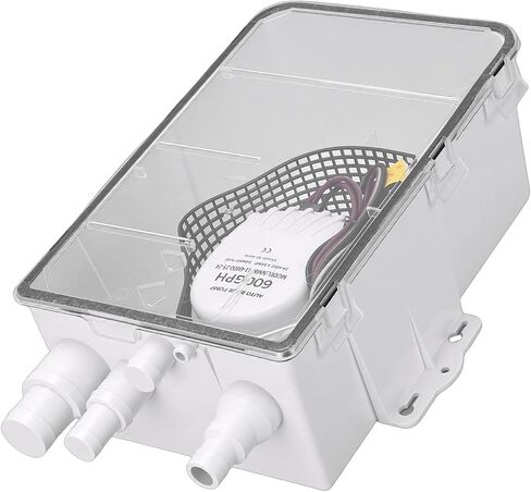 Shower Sump Pump Box, 24V DC 600GPH Marine Drain System with Automatic Drainage and Multi Inlet Design, for Boats RVs Shower Cabins and Sinks in Kuwait