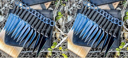 Ninja Throwing Knife Set Outdoor Camping Hunting Combat Black/Rainbow 12pc/24pcs Knives with Sheath Black and Rainbow (12pc Rainbow) in Saudi Arabia