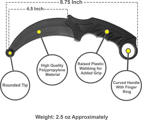 MACS 8.75'' Karambit Martial Arts Black Plastic Blunt Self Defense Training Knife in Kuwait