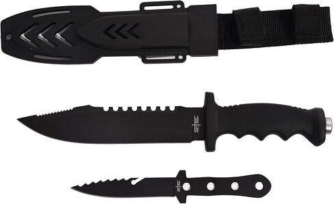 11.5" Tactical Survival Hunting Fixed Blade for Practical Use Durable Knife Bowie w ABS Sheath and a Throwing Knife in Kuwait