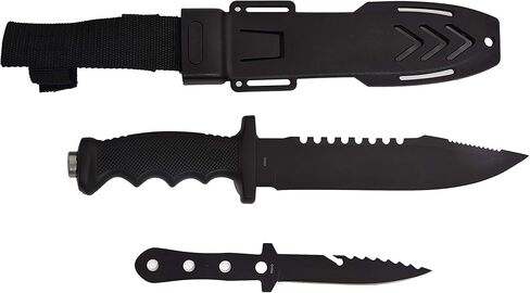 11.5" Tactical Survival Hunting Fixed Blade for Practical Use Durable Knife Bowie w ABS Sheath and a Throwing Knife in Kuwait