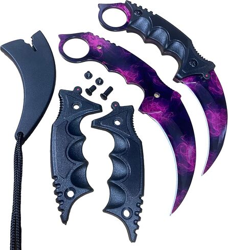 سكين مخلب تانغ كامل 7.56 بوصة، فئة CSGO Karambit ELITE - مرحلة دوبلر، شفرات فولاذية 3cr13 55HRC حادة in Kuwait