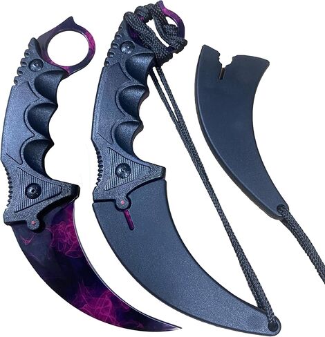 سكين مخلب تانغ كامل 7.56 بوصة، فئة CSGO Karambit ELITE - مرحلة دوبلر، شفرات فولاذية 3cr13 55HRC حادة in Kuwait