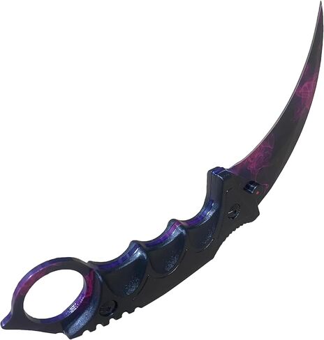 سكين مخلب تانغ كامل 7.56 بوصة، فئة CSGO Karambit ELITE - مرحلة دوبلر، شفرات فولاذية 3cr13 55HRC حادة in Kuwait