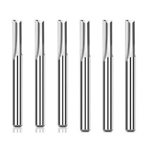 10 قطعة 4/6 مللي متر عرقوب فتحة قاطعة المطحنة CNC اثنين من المزامير كربيد التنغستن لقم النقش باستخدام الحاسب الآلي الخشب الشق نهاية مطحنة بت التوجيه (10 قطعة 6x42 مللي متر) in Kuwait