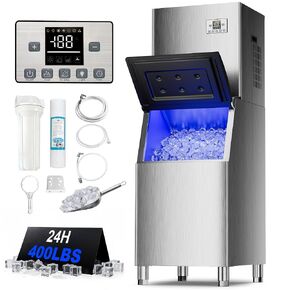 Commercial Ice Maker Machine 450Lbs/24H, 250Lbs Large Storage Split Ice Makers for Business, 156 Cubes in 7-15 Mins, Industrial Stainless Steel Ice Maker with Self-Cleaning for Hotel Restaurant Shops in Kuwait