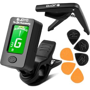 JOYO Guitar Tuner Clip Guitar Capo with 6Pcs Picks Guitar Accessories Digital Electronic Tuner for Electric Guitar, Bass, Acoustic, Ukulele, Violin in Kuwait