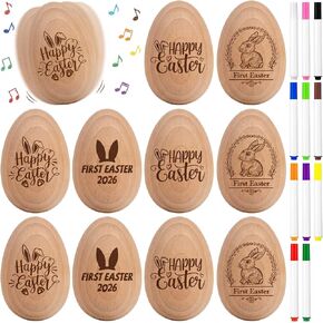 36 Pcs Easter Egg Shakers Set Include 12 Pcs 2026 DIY Wooden Egg Shakers Percussion Musical Maracas Instruments with 24 Color Markers First Easter Gifts Basket Stuffers Music in Saudi Arabia