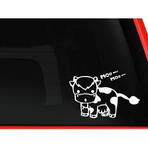 Cow Moo Cartoon Die Cut Vinyl Decal Sticker for Car Truck Laptop Bike Helmet Music Instruments Motorcycle (White, 6") in Saudi Arabia
