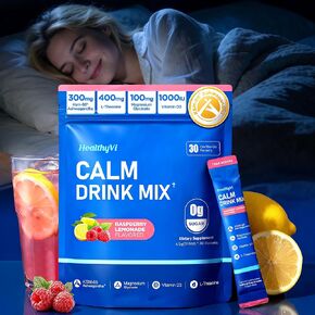 Calm Magnesium Glycinate Powder Drink Mix for Relax & Sleep Aid, Cortisol Reducer Supplements for Women Men w/ KSM-66 Ashwagandha L-Theanine Vitamin D3 Balance Mood & Stress Non-GMO Raspberry Lemonade in Kuwait