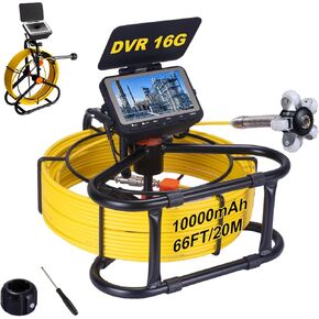 Sewer Camera 66ft,Drain Pipe Camera HD 4.3in Screen DVR 17MM Plumbing Snake Borescope with 12pcs LEDs Light, IP68 Sewer Inspection borescopes for Plumber(66ft/20M) in Kuwait