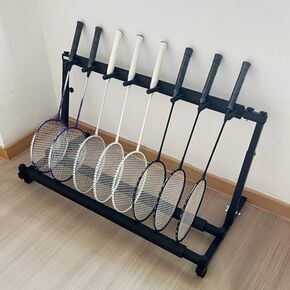 منظم حامل مضارب كرة الريشة شديد التحمل، سعة كبيرة، حامل عرض معدني تجاري، رف تخزين قابل للطي لمضارب التنس/الكمان/القيثارة/القيثارات in Kuwait