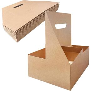 50 Pcs Coffee Drink Carrier with Handle( 4 Cups),Assemblable Drink Holder with Handle,Disposable Cup Holders for Drinks, Great for All Your Drink and Food Delivery,Coffee Carrier in Kuwait