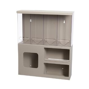 Protective Wear Organizer-Surgical: Holds PPE or misc. Bulk Items, Overalls, or Gowns, & misc. Items 4 compartments Removable Shelf Wall Mount Dims: 6.75"L x 25"W x30.19"H in Kuwait