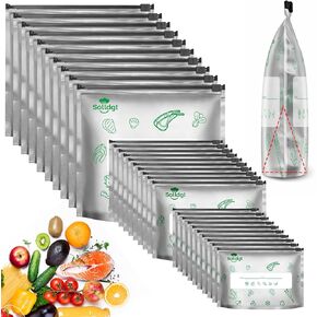 Reusable Aluminum Foil Sealable Storage Bags - Resealable Thick Aluminum Foil Freezer Bags for Food, Stand Up Vacuum Zipper Pouches with Label and Zip Lock for Meat Vegetables Fruit (30PCS, 3 Size) in Kuwait