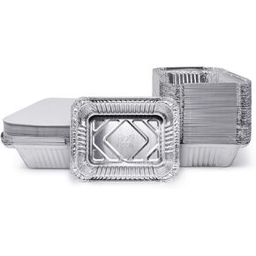 (480 عبوة) مقالي تناول الطعام الفاخرة بوزن 1.5 رطل مع أغطية مقاس متوسط ​​7 بوصة × 5 بوصة × 2 بوصة لتر من رقائق الألومنيوم شديدة التحمل للاستعمال مرة واحدة من أجل تقديم الطعام والحفلات وإعداد الوجبات والفريزر مقالي التنقيط والشواء والعطلات in Kuwait