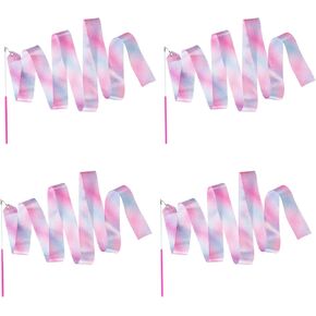 TIESOME 4 Pcs Gymnastic Ribbon, 78.7 Inch Sparkling Gymnastics Dance Ribbons, Twirling Dance Ribbons Baton for Artistic Dancing, Training, Party Favors in Kuwait