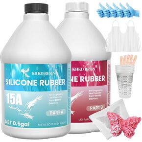 مجموعة صنع قوالب السيليكون، مطاط السيليكون السائل 15 أمبير 18 أونصة قالب شفاف شفاف لصنع نسبة خلط السيليكون 1: 1 - خالية من الفقاعات، سهلة التشكيل لقوالب الراتنج، قوالب ثلاثية الأبعاد، معالجة سريعة 4 ساعات in Kuwait